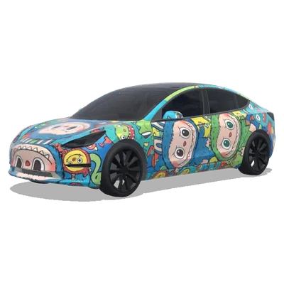 Labubu – оклейка Tesla Model 3
