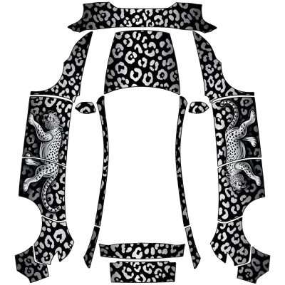 Leopard Silber Schwarz (Leopard silver black) – Tesla Model Y Wrap