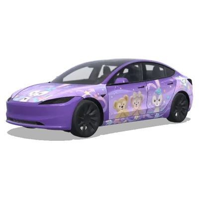 Duffy's Friends StellaLou (purple，Duffy's Friends, highlighting StellaLou.) – Tesla Model 3 Wrap