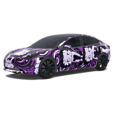 貝蒂娃娃黑紫（Betty Boop wrap. Colors: black, purple.） – 特斯拉 Model 3 塗裝