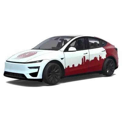 Weiß-Roter Stadtbild-Folierung – Tesla Model Y Wrap