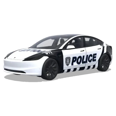 Чёрно-белая полицейская 911 – оклейка Tesla Model 3