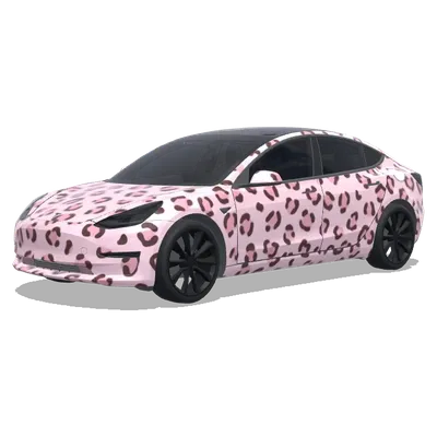 light pink cheetah print – Tesla Model 3 wrap
