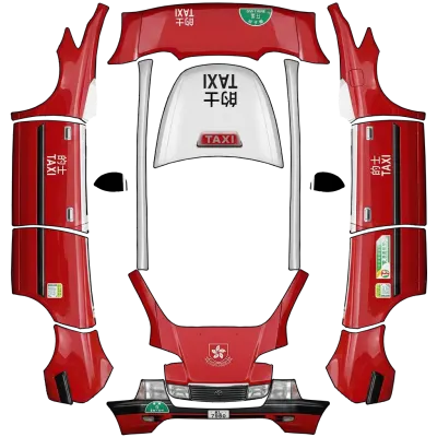 Hong Kong Kowloon Taxi (Hong Kong Kowloon Red Taxi) – Tesla Model Y Wrap