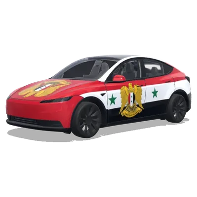 Флаг и герб Сирии (syria flag and emblem) – оклейка Tesla Model Y