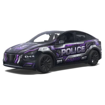 Purple Police Barricade – Tesla Model Y wrap