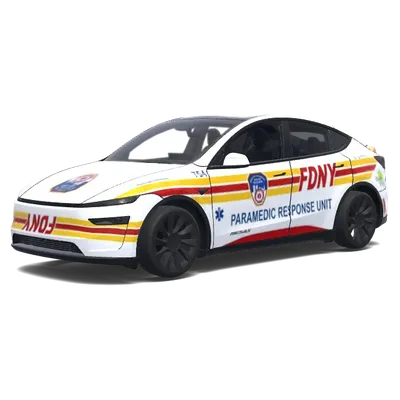 Feuerwehr-Sanitäter-Streifen-Folierung – Tesla Model Y Wrap