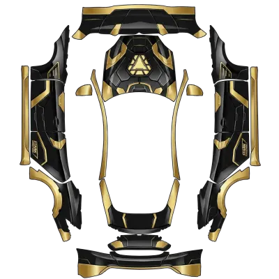 Iron Man Schwarz-Gold (Ironman black and gold) – Tesla Model S Wrap