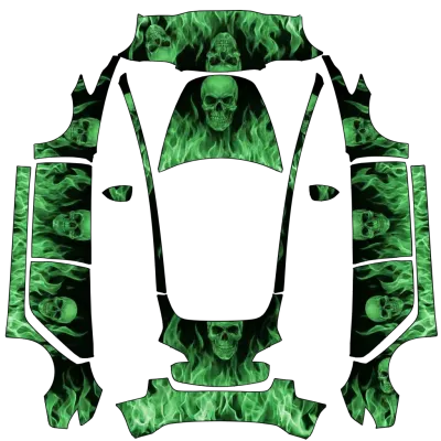 緑の髑髏 (Green skull) – テスラ Model 3 ラッピング