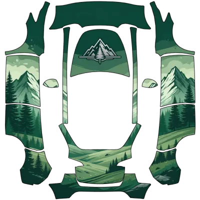Зелёные горы (Green mountains) – оклейка Tesla Model Y