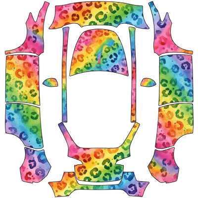 水彩レオパード (Watercolor rainbow leopard) – テスラ Model Y ラッピング
