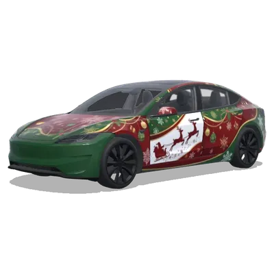 Weihnachtlicher Schlitten-Design-Aufkleber – Tesla Model 3 Wrap