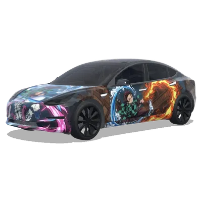鬼滅の刃 無限城 炭治郎対猗窩座 (demon slayer infinity castle tanjiro vs akaza) – テスラ Model 3 ラッピング