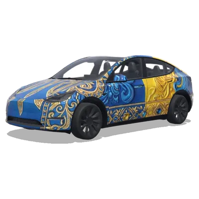 Ukrainische Flagge Tryzub – Tesla Model Y Wrap