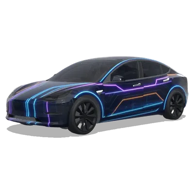 Neon Tron Lines – Tesla Model 3 wrap