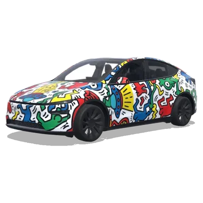 凱斯哈林白底藝術（keith haring with white background） – 特斯拉 Model Y 塗裝