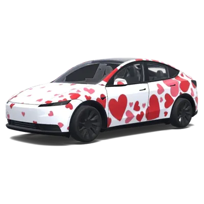 Hearts on White – Tesla Model Y wrap