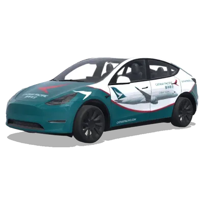 Cathay Pacific Airline with A350 airplane – Tesla Model Y wrap