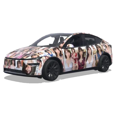 AV女優柄 (日本のav嬢をたくさん散りばめてみて) – テスラ Model Y ラッピング