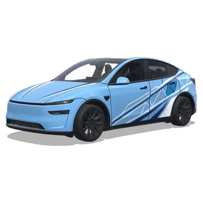 Небесно-голубые призматические линии – оклейка Tesla Model Y
