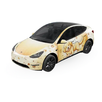 Golden Retriever – Tesla Model Y Wrap