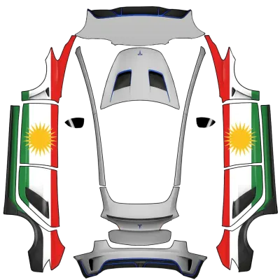 Drapeau Kurdistan M3 (Kurdistan FLAG M3) – covering Tesla Model 3