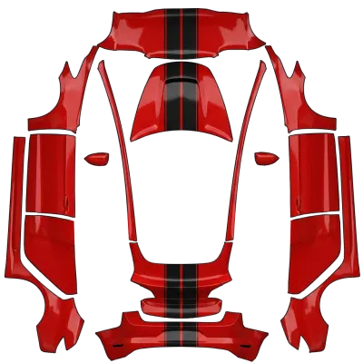 Shelby Streifen Rot Model 3 (shelby stripe Red model 3) – Tesla Model 3 Wrap