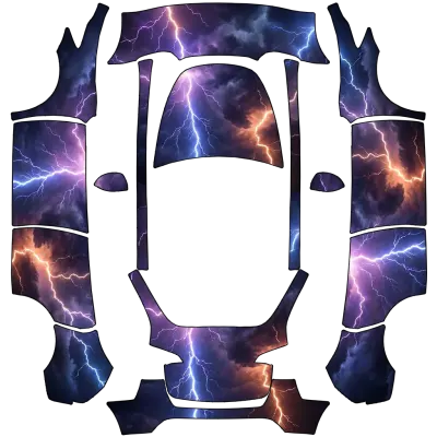Фиолетово-оранжевая молния (Purple and Orange and Blue Lightning) – оклейка Tesla Model Y