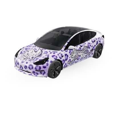 ライラック・チーター (Lilac cheetah) – テスラ Model 3 ラッピング