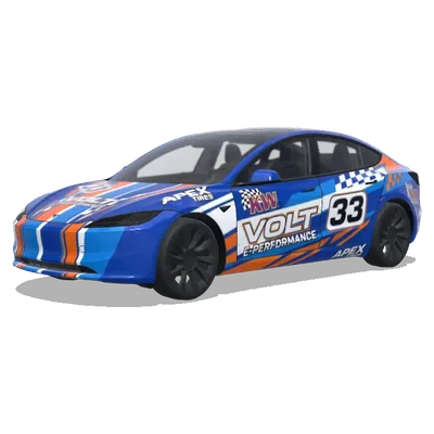 Volt 33 蓝色赛车贴膜 – 特斯拉 Model 3 涂装