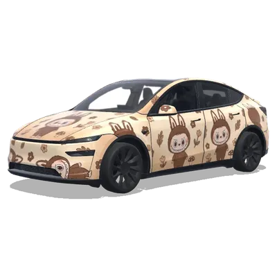 Коричневая обтяжка «Зайчик» – оклейка Tesla Model Y