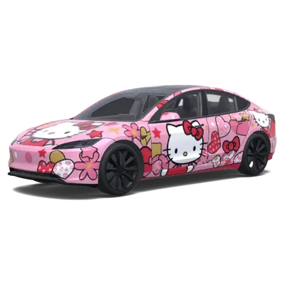 Hello Kitty Design (hello kitty theme wrap.) – Tesla Model 3 Wrap