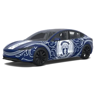 Blaue Wellenkappe – Tesla Model 3 Wrap