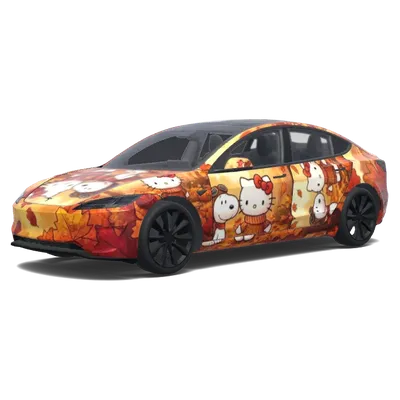Herbstlaub Hello Kitty & Snoopy – Tesla Model 3 Wrap