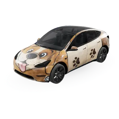 3D Hund Cartoon (Dog Cartoon 3D) – Tesla Model Y Wrap