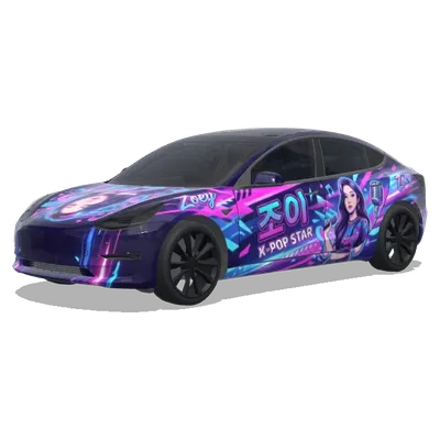 Cool designed wrap, K-pop themed, with Zoey – Tesla Model 3 wrap