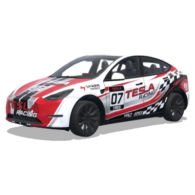 Rot-weiß kariertes Tesla-Rennwagen-Design – Tesla Model Y Wrap