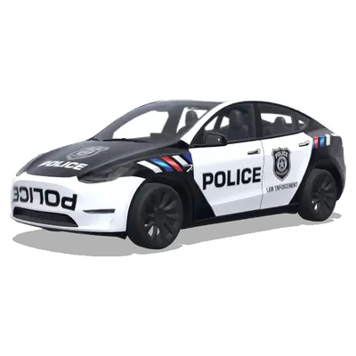 Чёрно-белые полицейские полосы – оклейка Tesla Model Y