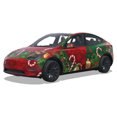 Zuckerstangen-Weihnachten (喜庆的圣诞主题，红绿配色，雪花、拐杖糖和节日装饰) – Tesla Model Y Wrap