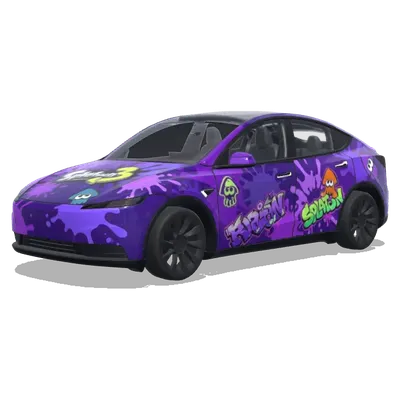 Splatoon 3 violet (splatoon 3, mainly purple) – covering Tesla Model Y
