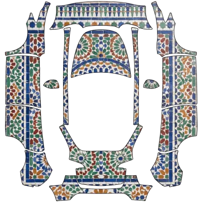 모로칸 질리지 (Moroccan zellige) – 테슬라 Model Y 랩핑
