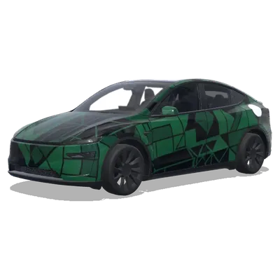 Геометрия чёрно-зелёная – оклейка Tesla Model Y
