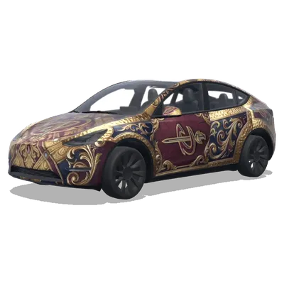 Crimson Cavalier Crest – Tesla Model Y wrap