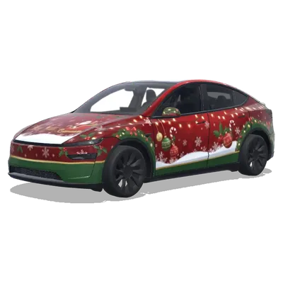 Weihnachtsumhüllung in Zuckerstangen-Optik – Tesla Model Y Wrap
