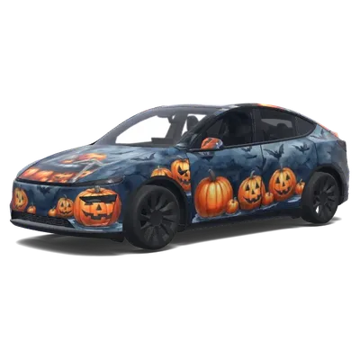 Gruselige Nacht-Kürbisse – Tesla Model Y Wrap