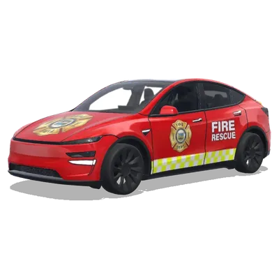 紅色消防救援方格車身貼膜 – 特斯拉 Model Y 塗裝