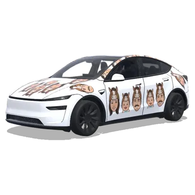 Семейный карикатурный стиль – оклейка Tesla Model Y