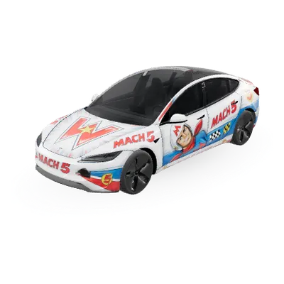 Mach 5 Weiß (Mach 5 white) – Tesla Model 3 Wrap