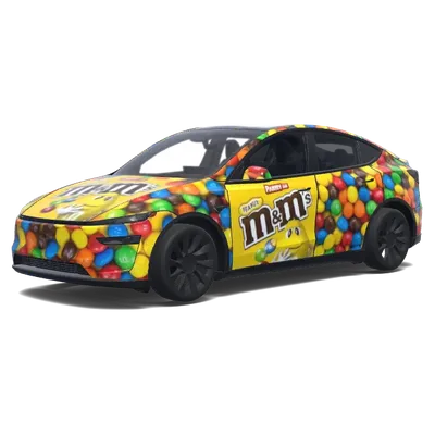 ピーナッツM&M'sキャンディラップ – テスラ Model Y ラッピング