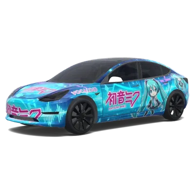 初音ミク 痛車 (Hatsune Miku itasha.) – テスラ Model 3 ラッピング